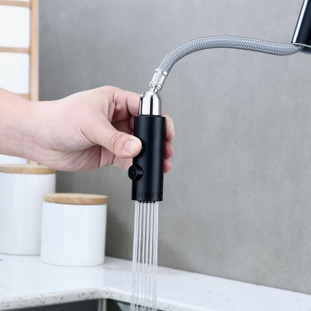 LUXIER Single-Handle Pull-Down Sprayer Kitchen Faucet with 2-Function Sprayhead in Matte Black KTS21-TM