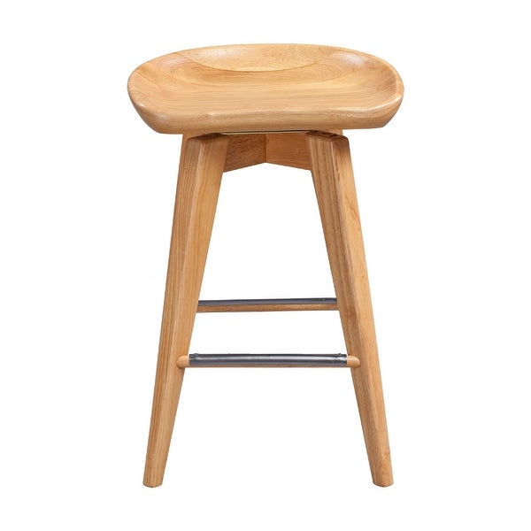 Esme 24 Inch Swivel Counter Stool with Contour Seat， Wood， Natural Brown