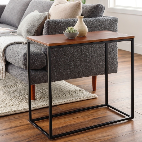 Cumo Modern Rectangular Mixed Material Frame End Table - 24