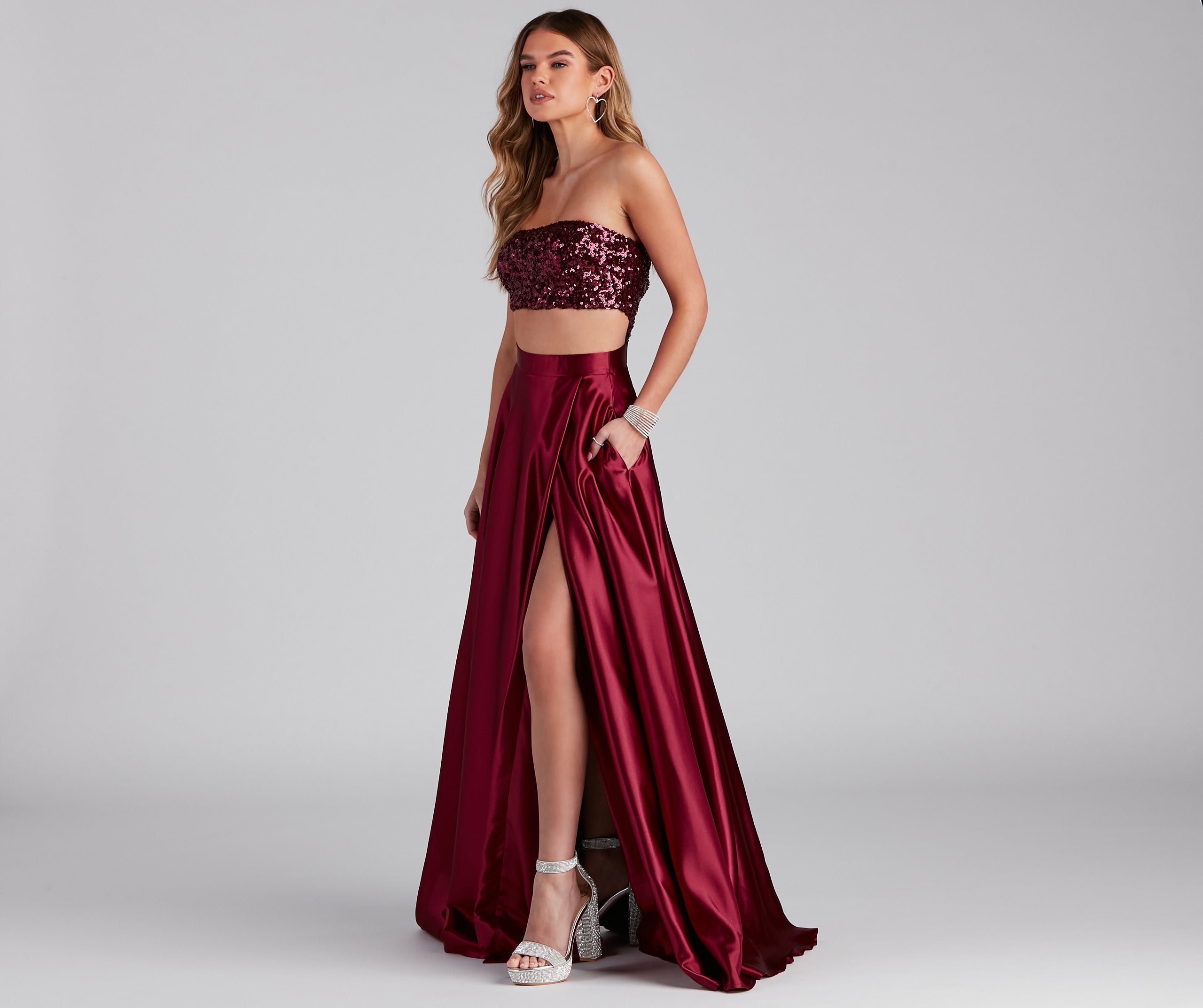 Celia Formal Sequin Two-Piece A-Line Dress