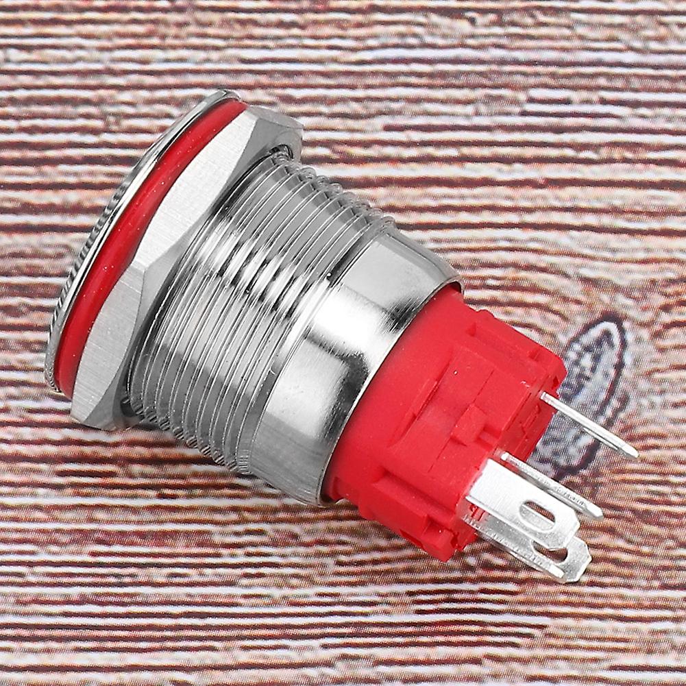 Metal Push Button Switch Dc9~30v 19mm 1no 1nc Self-locking Switch With Light Whitering Flat Head Self-locking