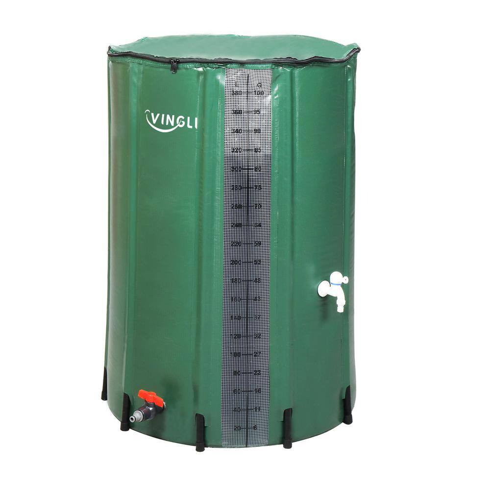 VINGLI Upgraded 100 Gal. Rain Barrel Collapsible Water Tank Storage Container with Volume Scale Mark HDG55000045