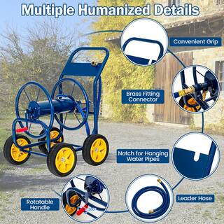 Costway Garden Hose Reel Cart Holds 330 ft. of 34 in. or 58 in. Hose 400 ft. of 12 ft. Hose Blue GT3919NY