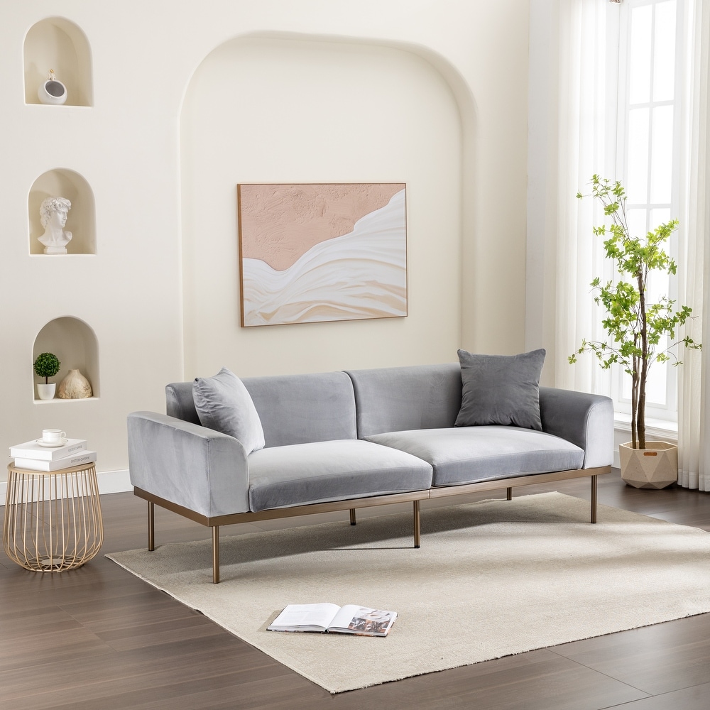 Modern Velvet Sofa with Metal Legs Loveseat Sofa Couch