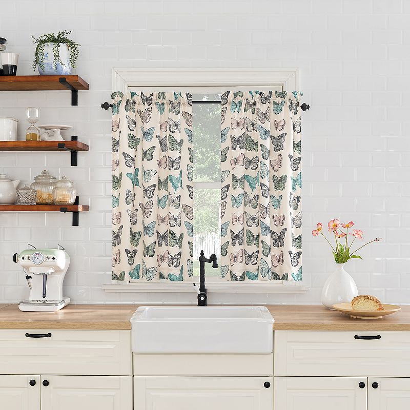 No. 918 Magdalena Crushed Voile Sheer Rod Pocket Kitchen Two-Tier Set of 2 Window Curtain Panels