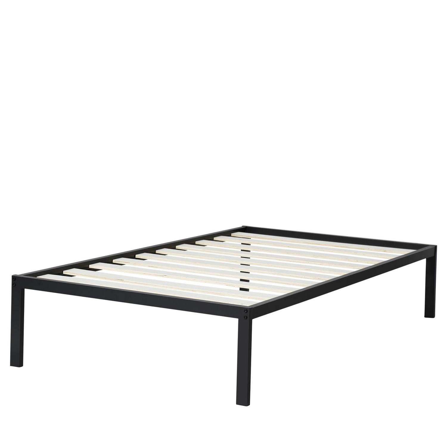 GrandRest 14and#8221; Platform Metal Bed with Wood Slats， Twin