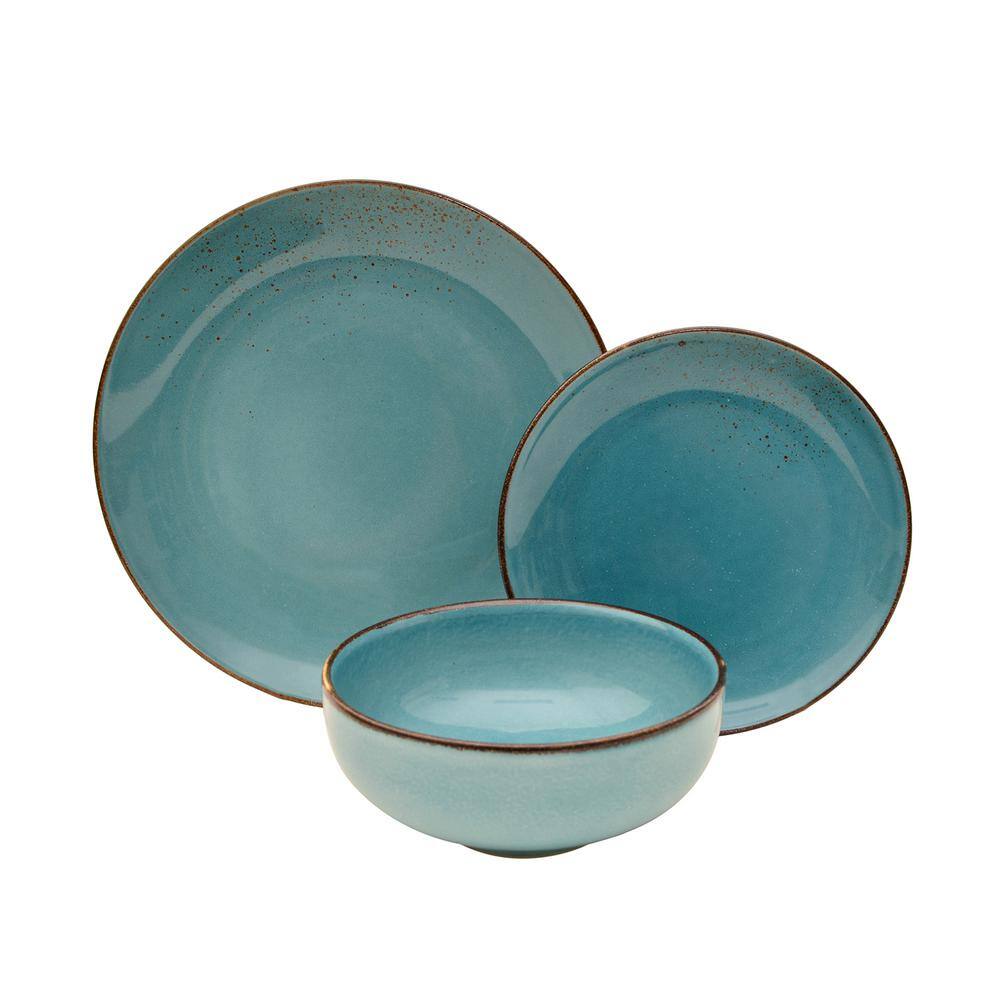 222 Fifth 12-Piece Casual Aqua Porcelain Dinnerware Set (Service for 4) 3715AQ797A7P07