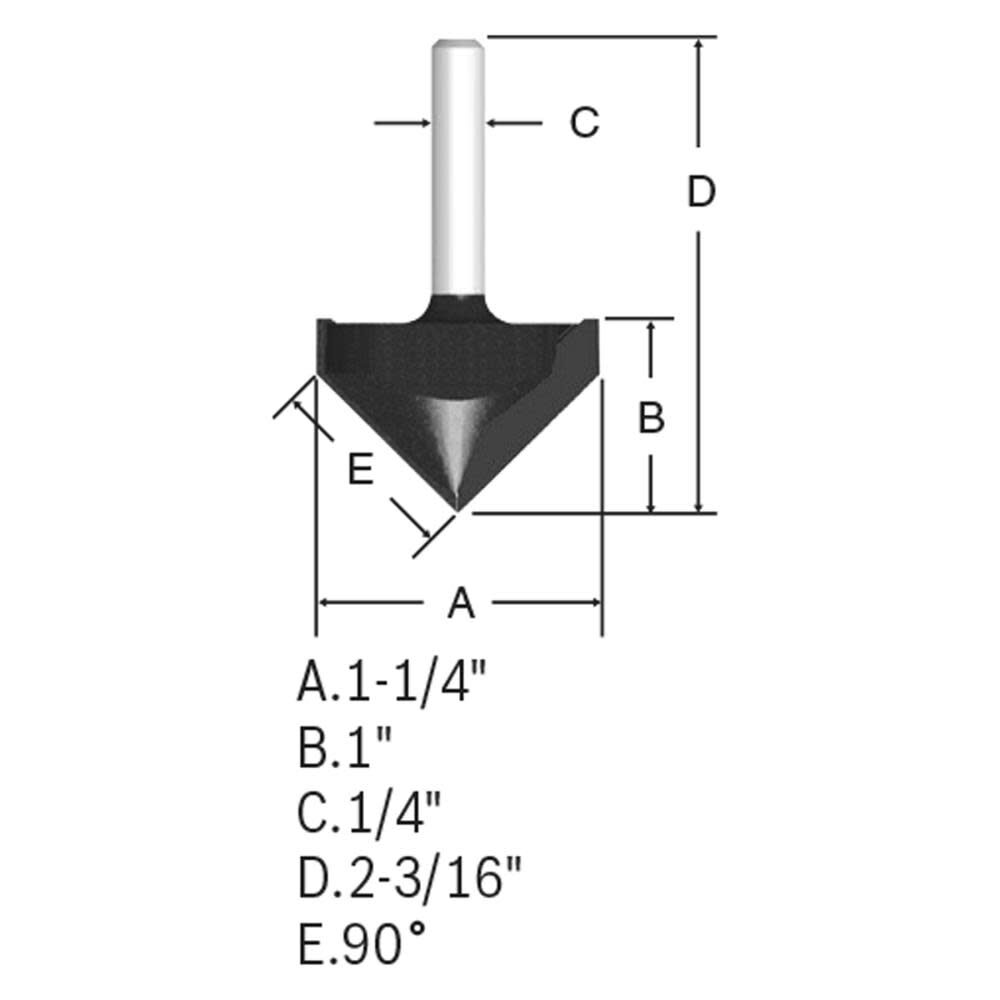 Bosch 90 x 1-1/4 In. Carbide Tipped V-Groove Bit 85220M from Bosch