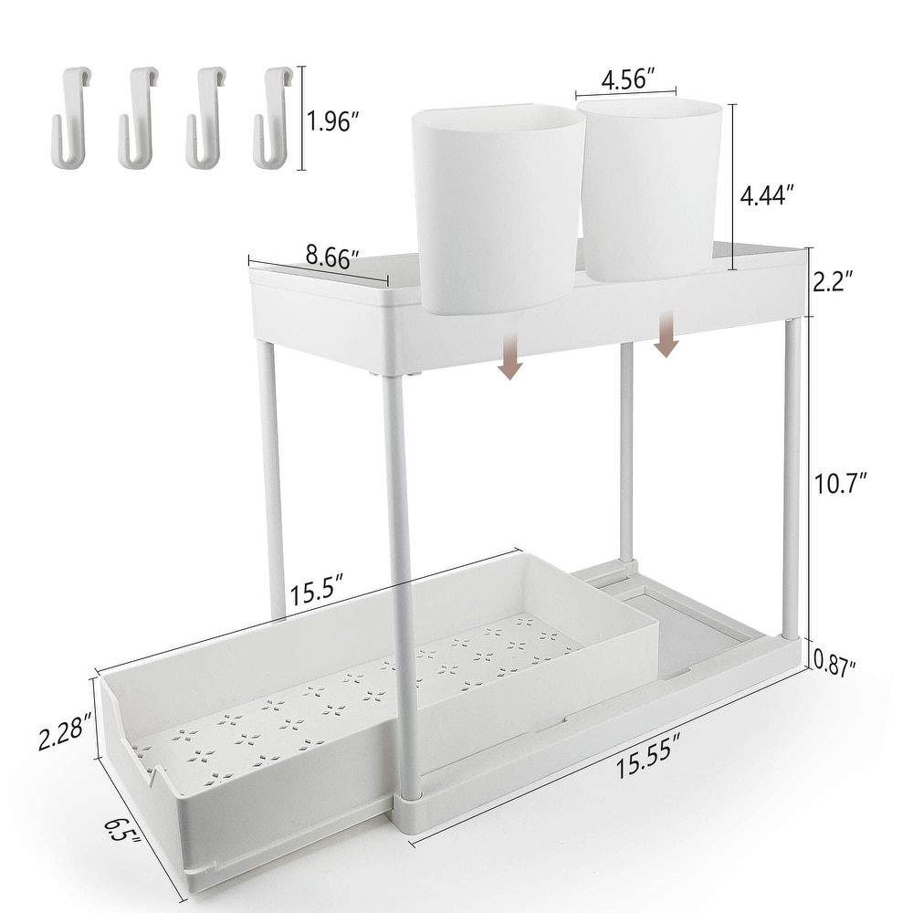 2 Tier Under Sink Organizer with Pull Out Sliding Storage Drawer (Set of 2)   N/A