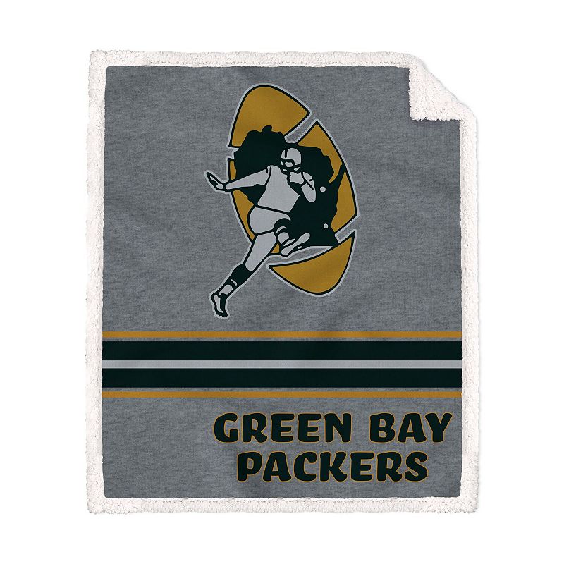 Green Bay Packers 50'' x 60'' Vintage Triple Stripe Sherpa Blanket