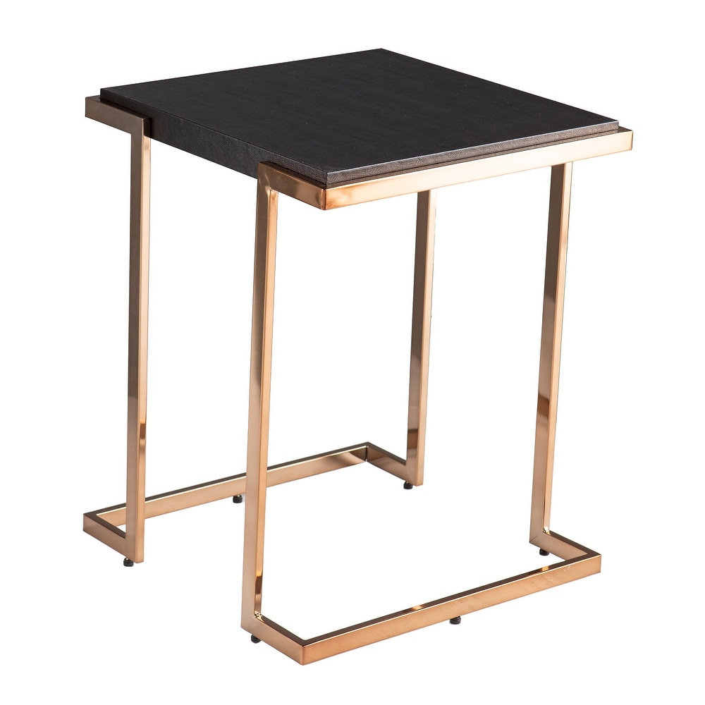 SEI Furniture Transitional Black Fabric Side Table