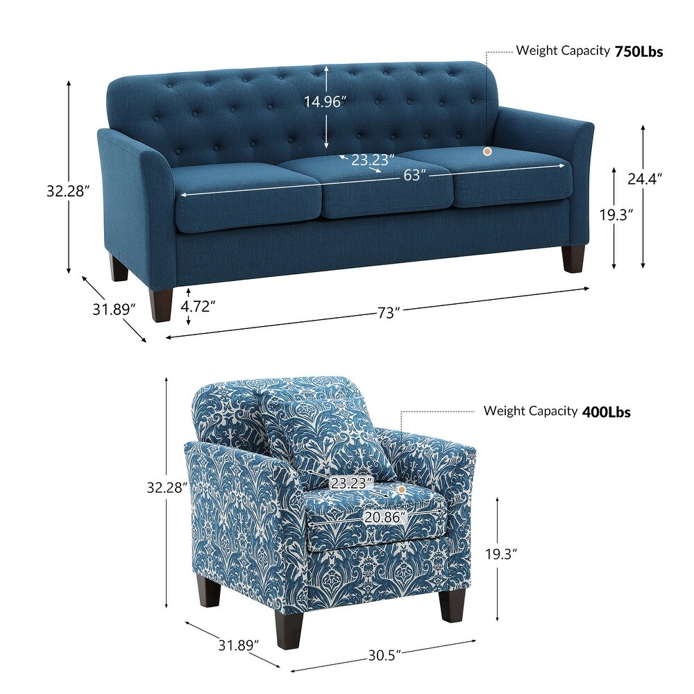 Julia Transitional Living Room Set with Removable Cushions by HULALA HOME