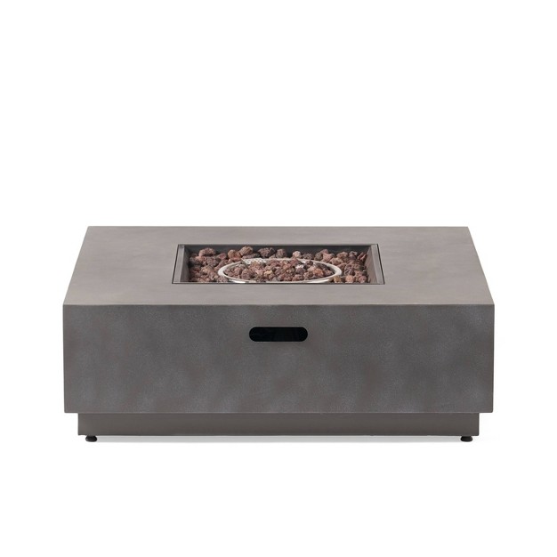 Wellington Outdoor 50000 Btu Square Fire Pit With Concrete Finish Christopher Knight Home