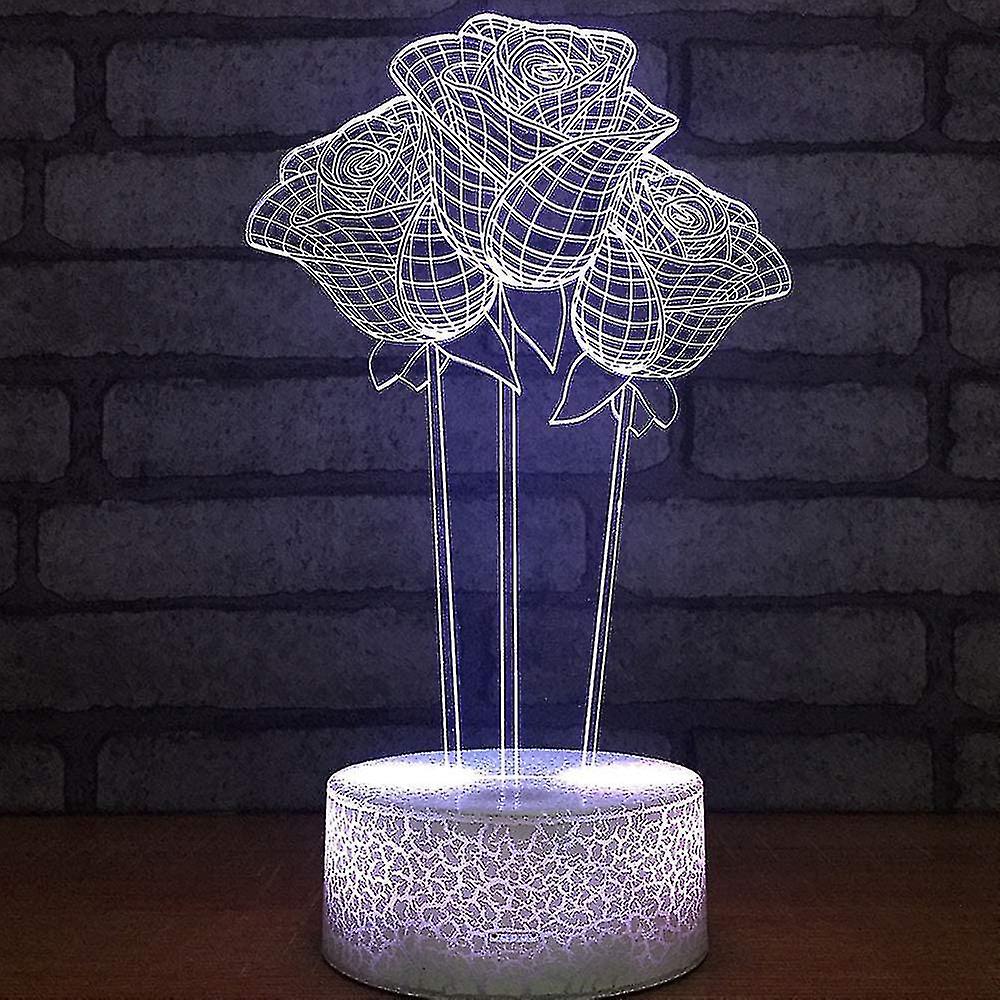 Abstractive 3d Flower Optical Illusion Night Light 7 Color Change Touch Switch Usb Powered Led Acryl