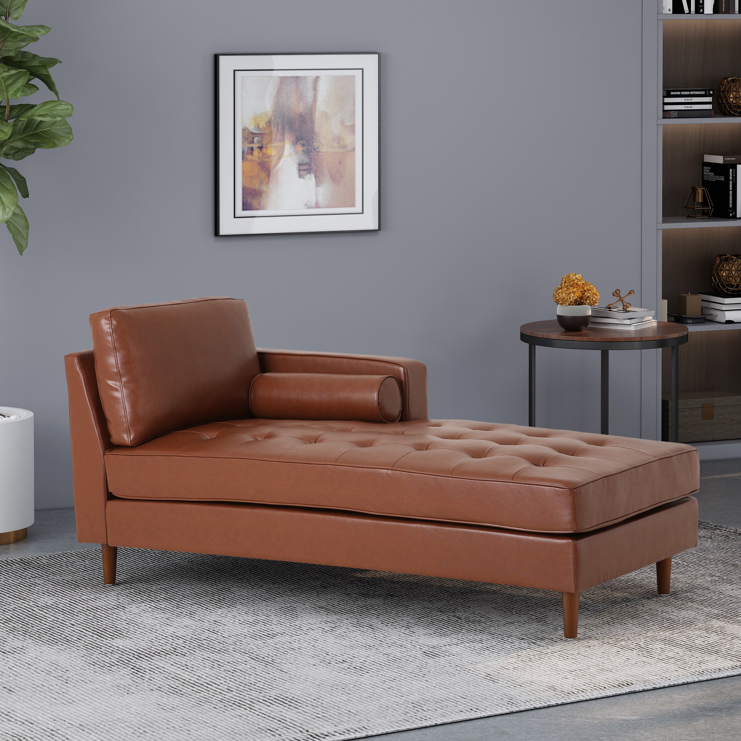 Hixon Contemporary Tufted Upholstered Chaise Lounge