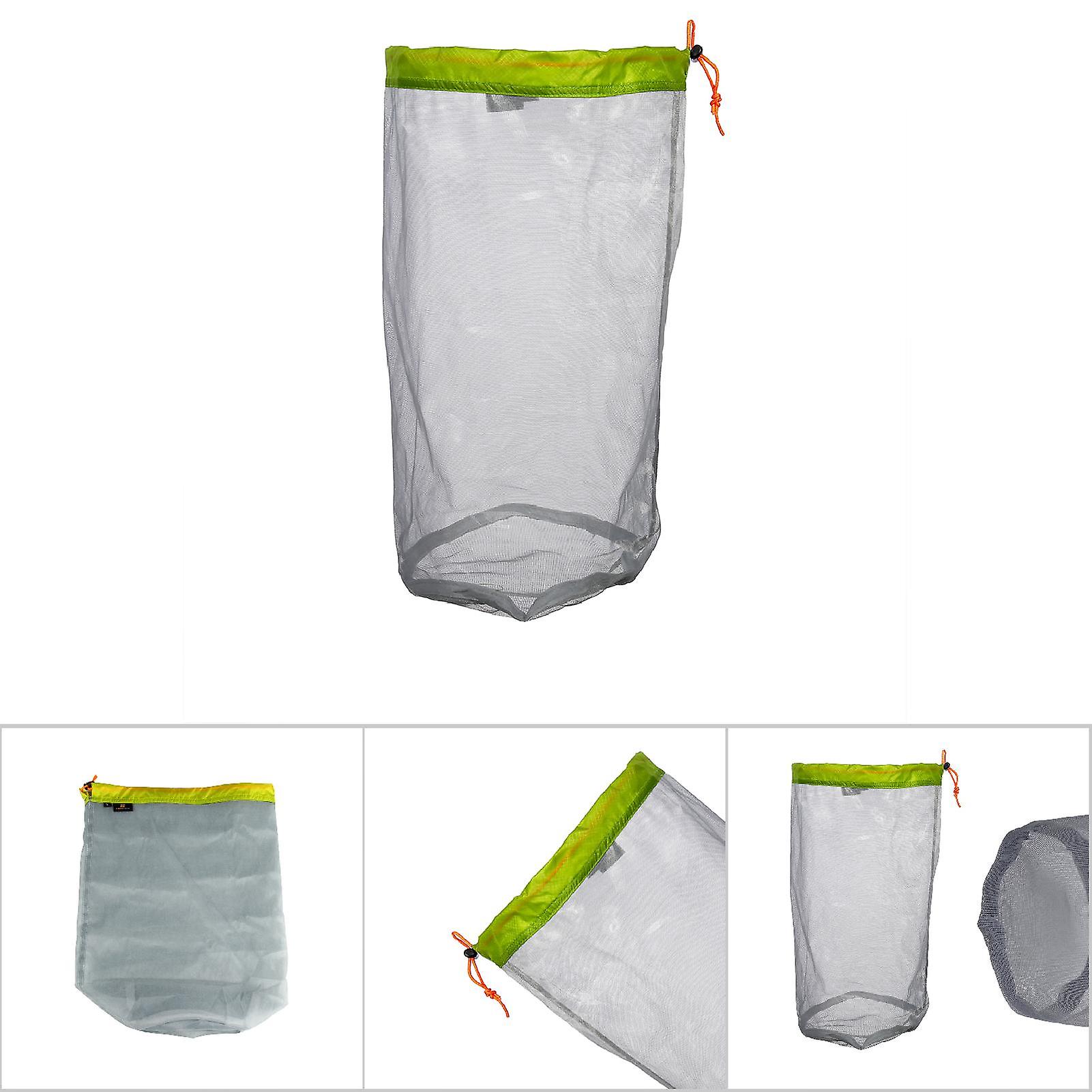 Ultralight Mesh Drawstring Sack Outdoor Travel Hiking Camping Stuff Storage Bag(green L)