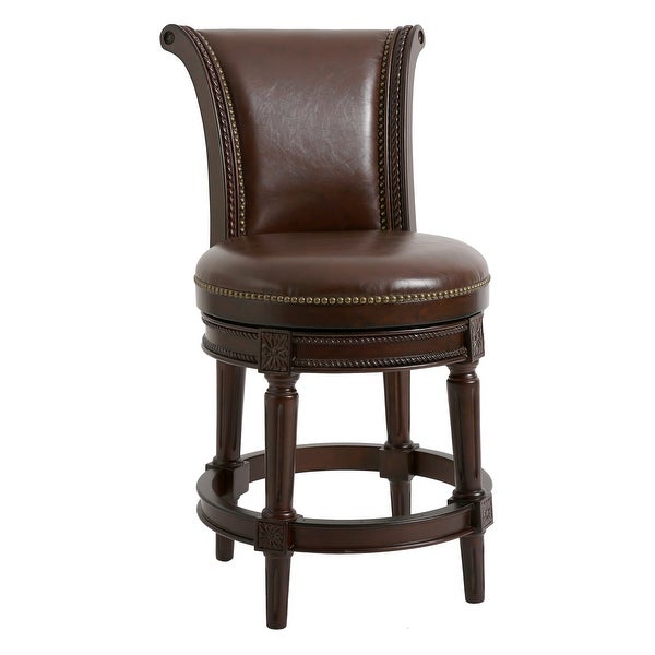 Copper Grove Rijssen Swivel Bar-Height Stool with High Seat Back