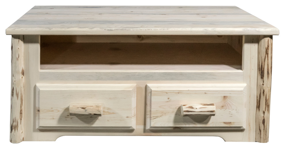 Montana Coffee Table with 2 Drawers  Clear Lacquer Finish   Rustic   Coffee Tables   by Montana Woodworks  Houzz