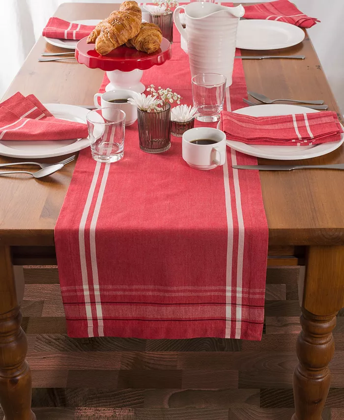 Design Imports Chambray French Stripe Table Runner 14 x 108