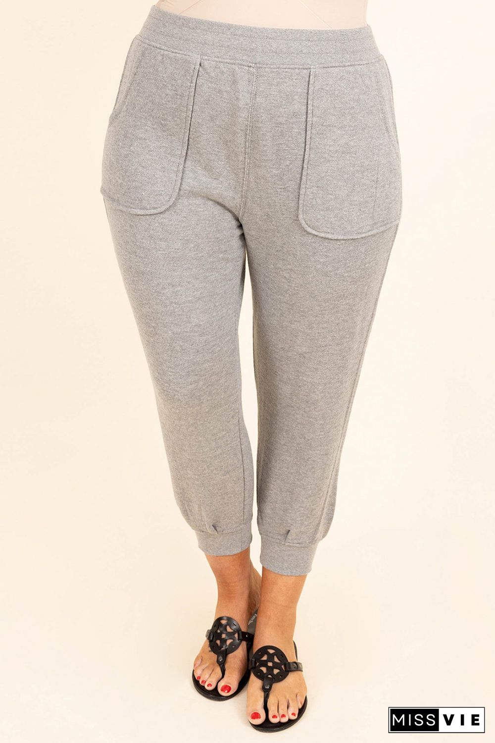 Gray High Waist Pocket Plus Size Skinny Pants