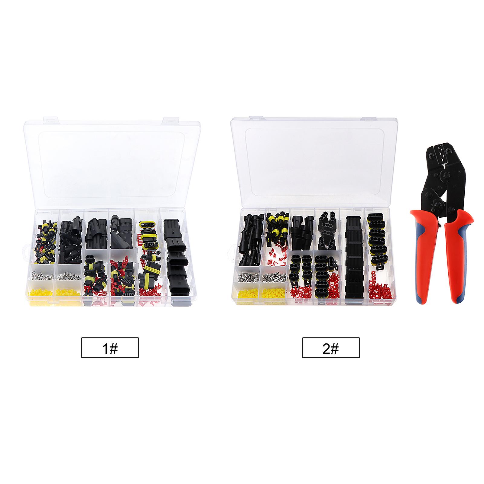 408 Pcs Waterresistance Car Electric Cable Connector Terminal Plug Kit Set With Plier 1 2 3 4 Pin Truck Plug Car Spark Connector Assorted Box Portable