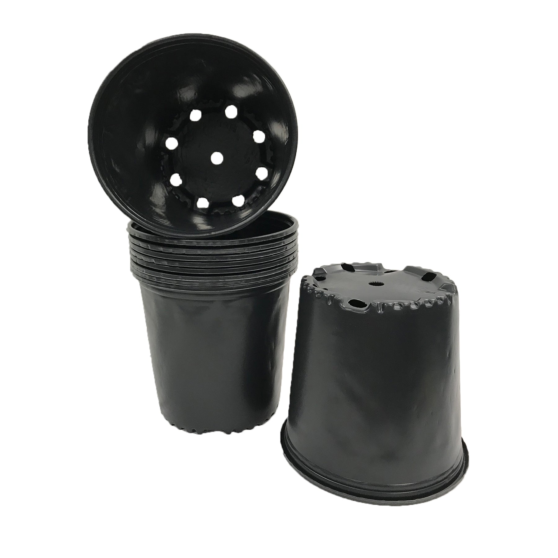 Plastic Garden Nursery Pots, Black, Set of 10