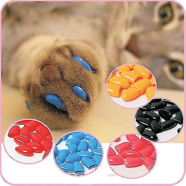 20/40pcs Soft Cat Nail Caps / Cat Nail Cover / Paw Claw / Pet Silicon Nail Protector With Free Glue Size Xs-xl