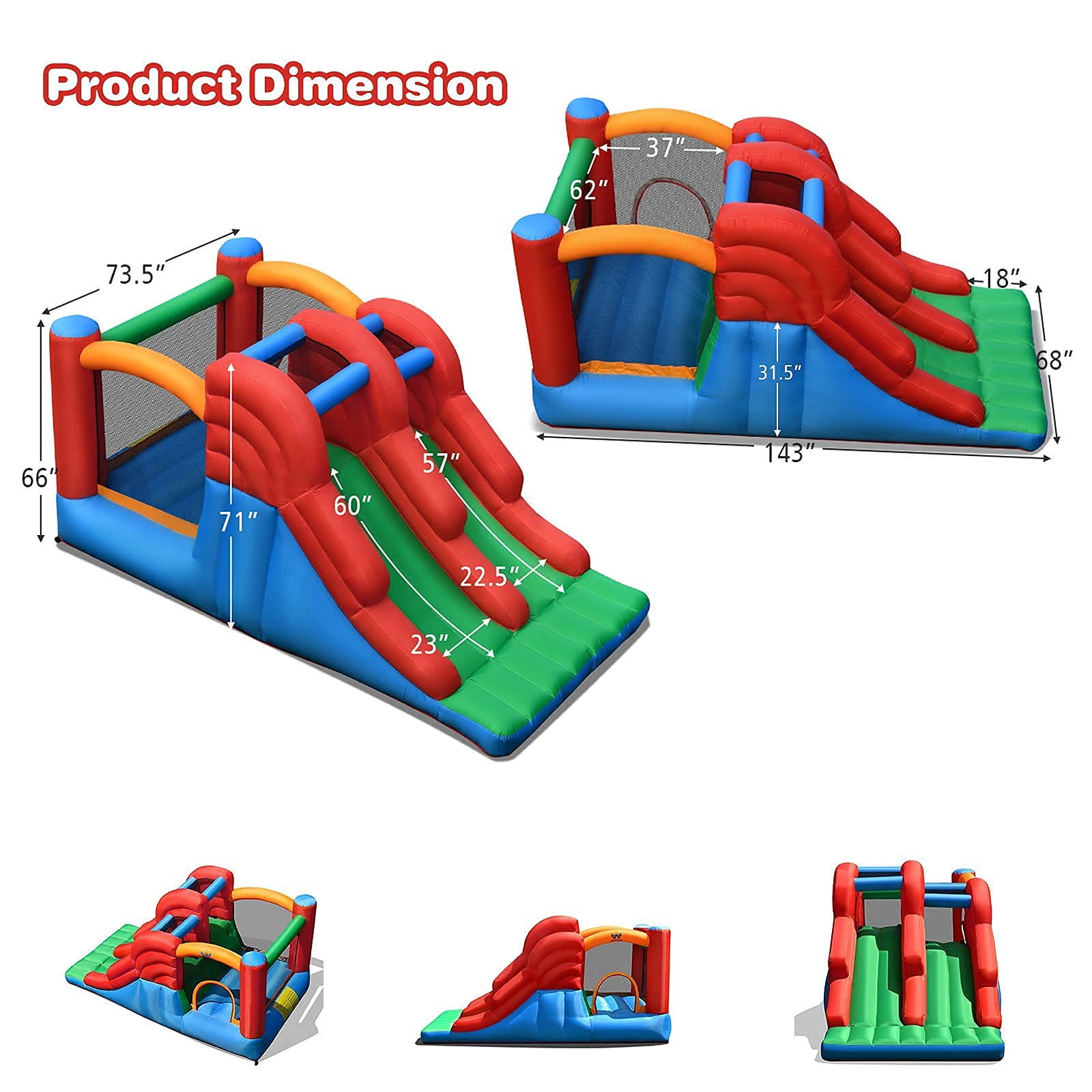 BOUNTECH Inflatable Bounce House | Kids Bouncy Castle with Slide & Climbing Wall & Jumping Area