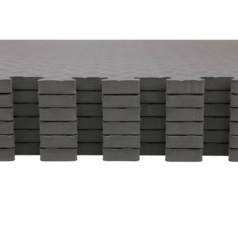 TrafficMaster Gray 25 in. W x 25 in. L x 0.47 in. T EVA Foam Interlocking Gym Floor Tiles (6 TilesPack) (24 sq. ft.) MI06012