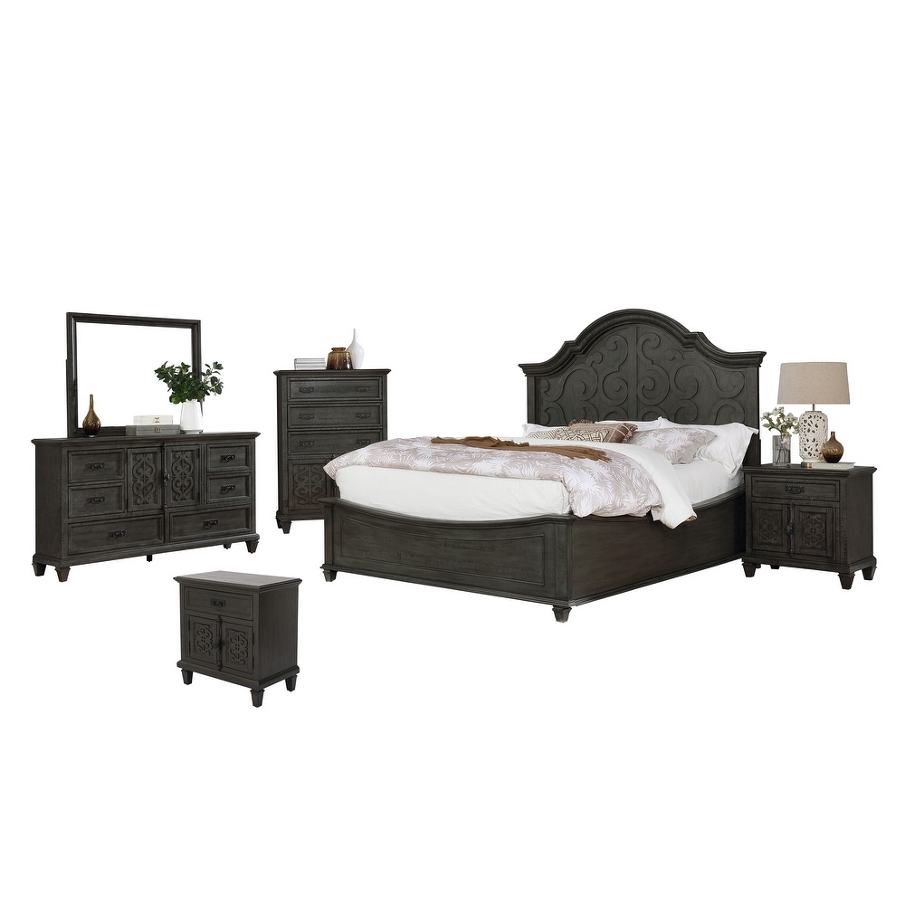 Best Quality Furniture 6-Piece Panel Bedroom Set - - 29600936