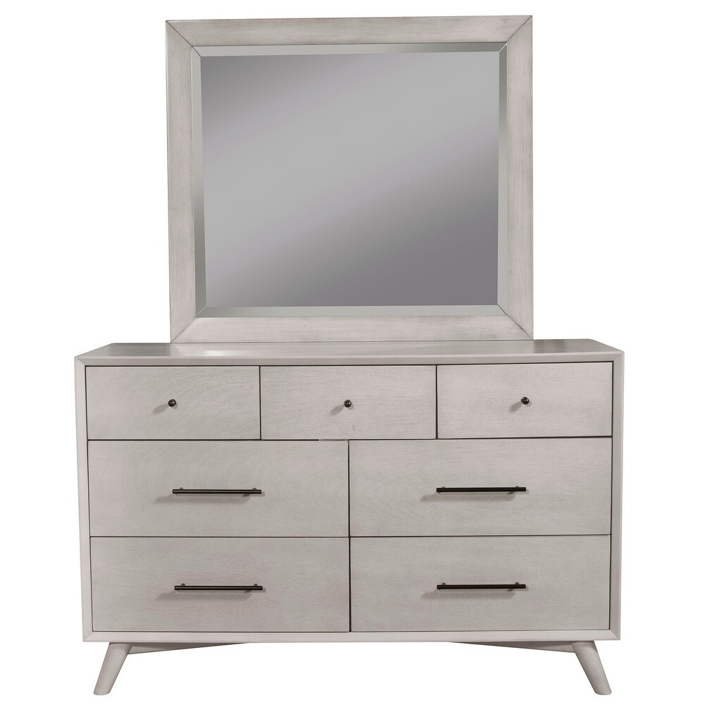 Alpine Furniture Flynn Mid Century Modern 7 Drawer Dresser in Gray