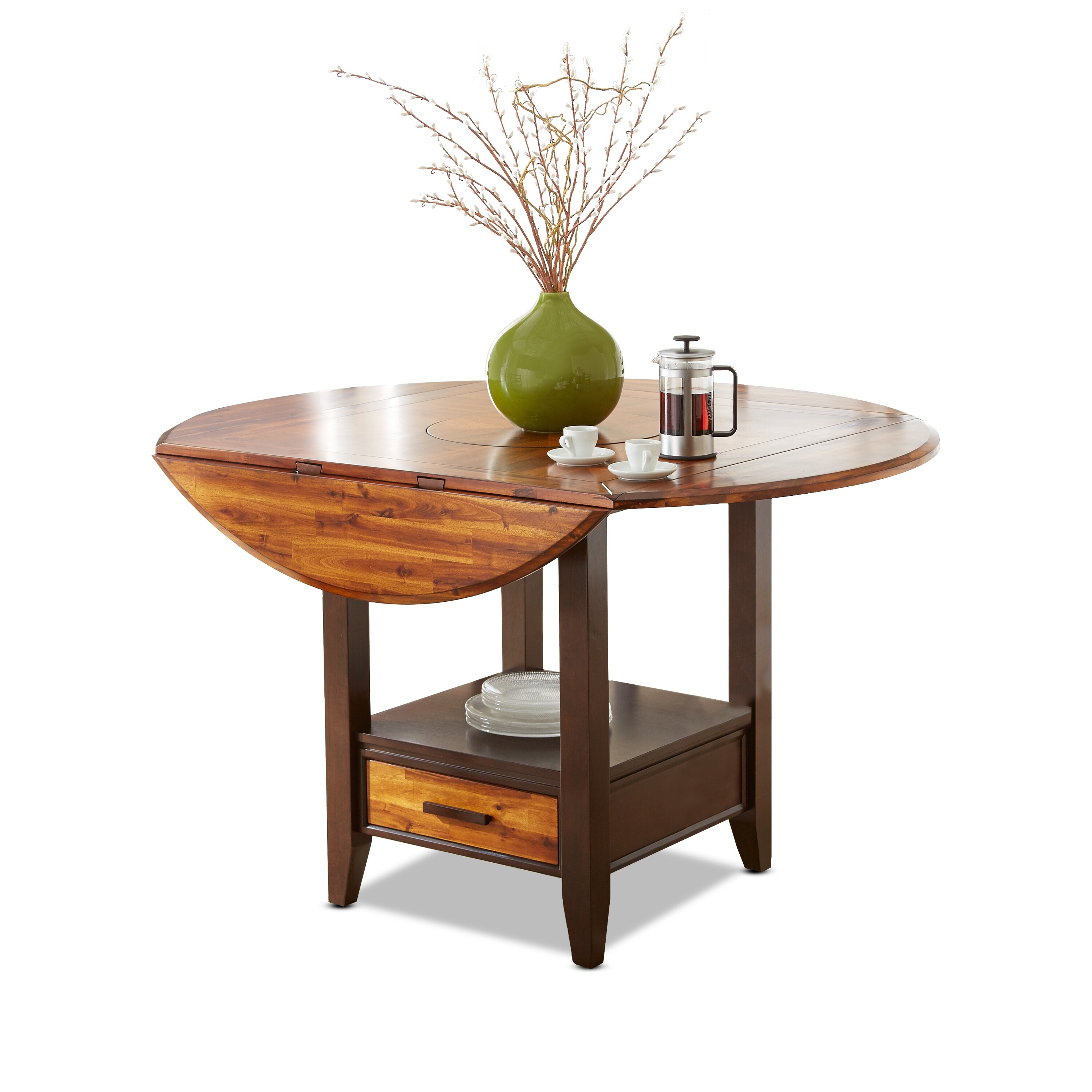 Copper Grove Jeanette 42 inch Round Counter Height Drop Leaf Table   Brown