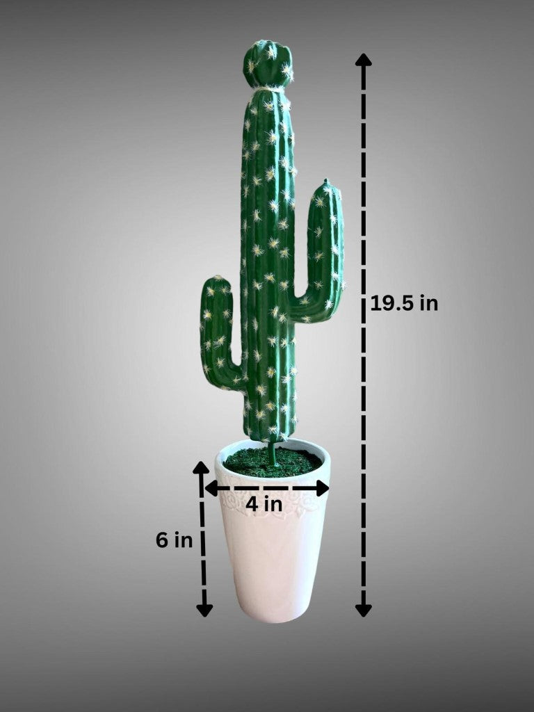 Gorgeous Artificial Tall Green Cactus in Ceramic Pot