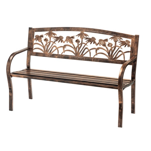 Metal Coneflower Bench