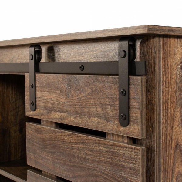 Buffet sideboard with sliding barn door