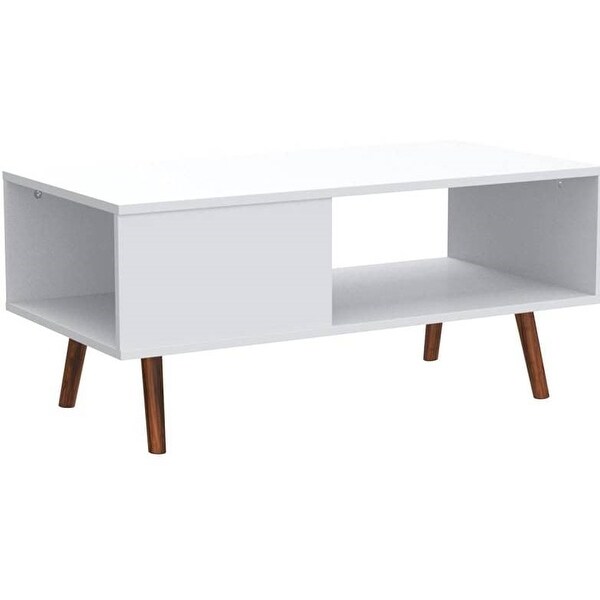 Modern Mid-Century Coffee Table Living Room Storage Shelf in Wood - 19.75