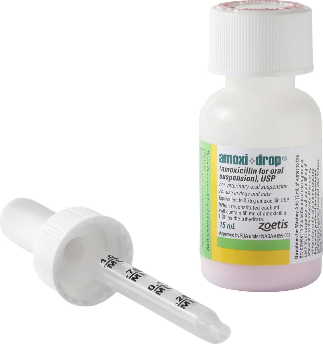 Amoxi-Drop (Amoxicillin) Oral Suspension for Dogs and Cats， 50-mg