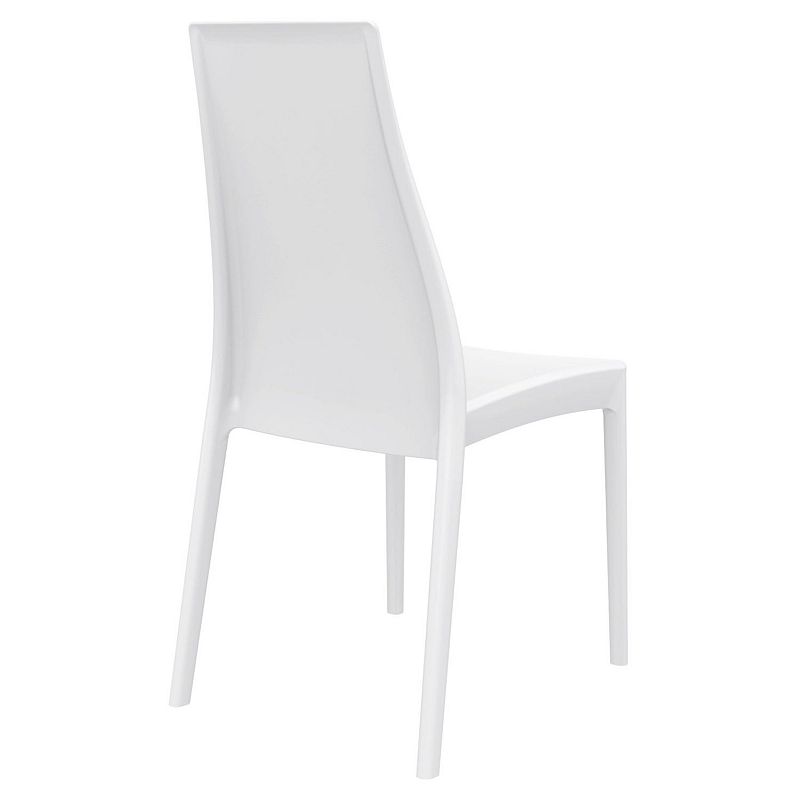 37 White Outdoor Patio Solid High Back Dining Chair