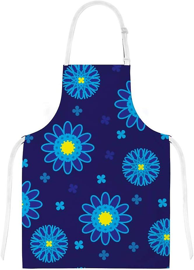 Kitchen Oven Mitts Glove Potholder Apron 3pcs Set Blue Floral Pattern Non Slip Heat Resistant Mitts For Baking Cooking Bbq