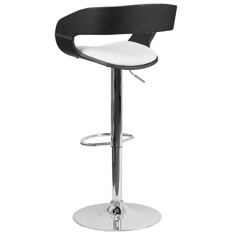 Emma and Oliver Bentwood Two Tone Black and White Vinyl Adjustable Height Barstool