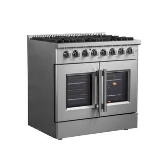 Forno Galiano 36 in. Freestanding French Door Double Oven Dual Fuel Range 6 Burners Stainless Steel FFSGS6356-36