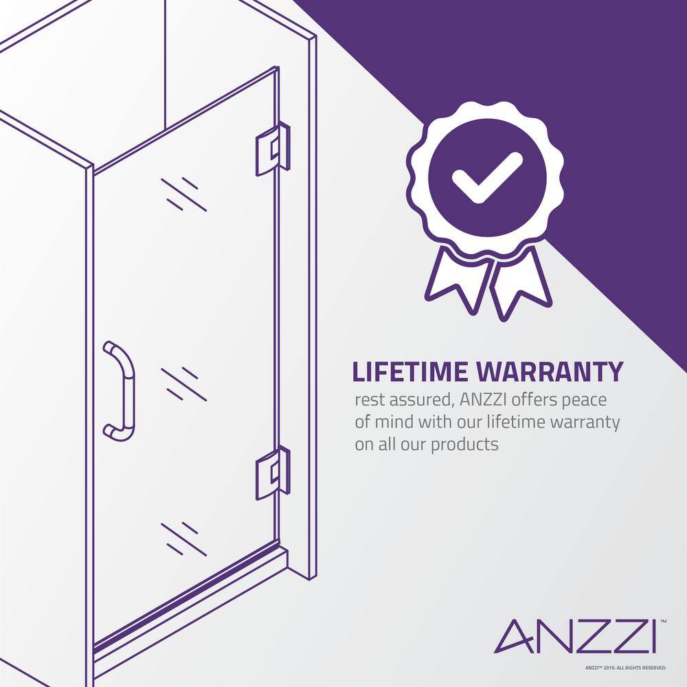 ANZZI FELLOW Series 24 in. x 72 in. Frameless Hinged shower door in Brushed Nickel with Handle SD-AZ09-01BN