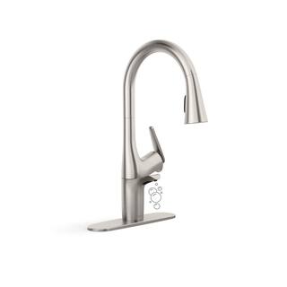 KOHLER Safia 1-Handle Pull Down Sprayer Kitchen Faucet with Integrated Soap Dispenser in Vibrant Stainless K-R24298-VS