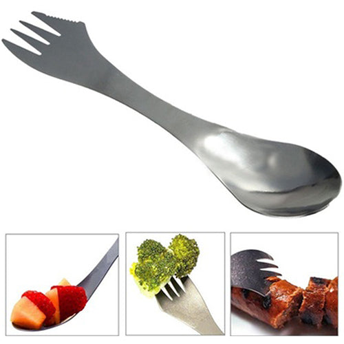 SANWOOD Spork，3in1 Stainless Steel Spork Combo Spoon Fork Knife Camping Hiking Travel Cutlery