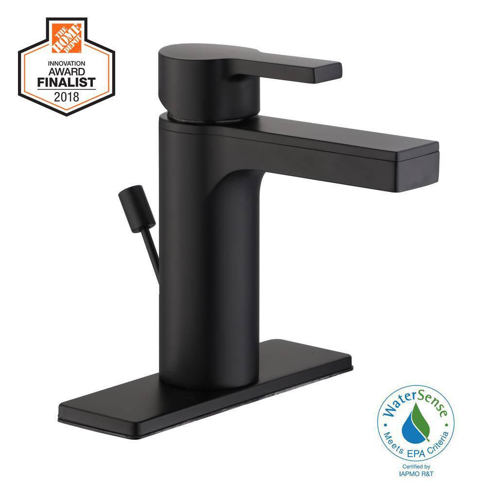 Glacier Bay Modern Single-Handle Single Hole Bathroom Faucet in Matte Black HD67771W-6010H