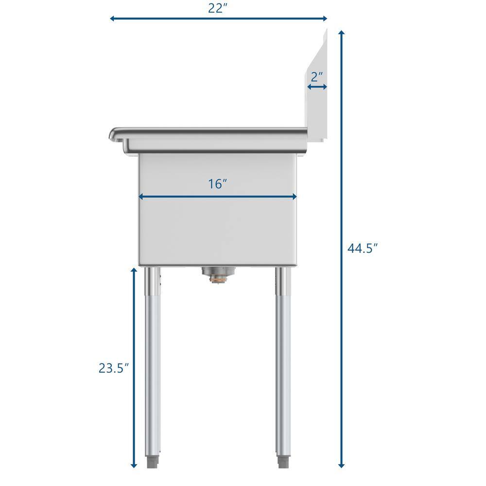 Koolmore 60 in. Freestanding Stainless Steel 3 Compartments Commercial Sink with Drainboard CS312-122