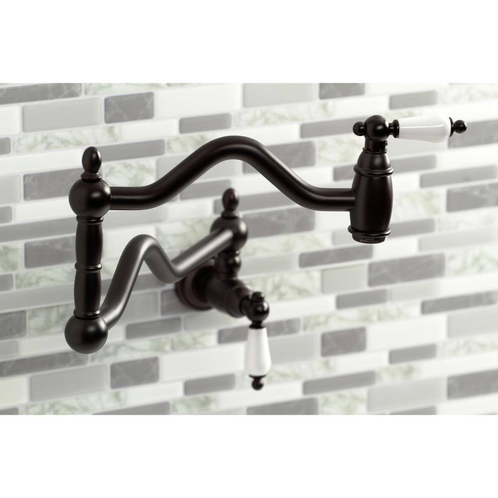 Kingston Brass Heritage Wall Mount Pot Filler Faucets in Oil Rubbed Bronze HKS2105PL