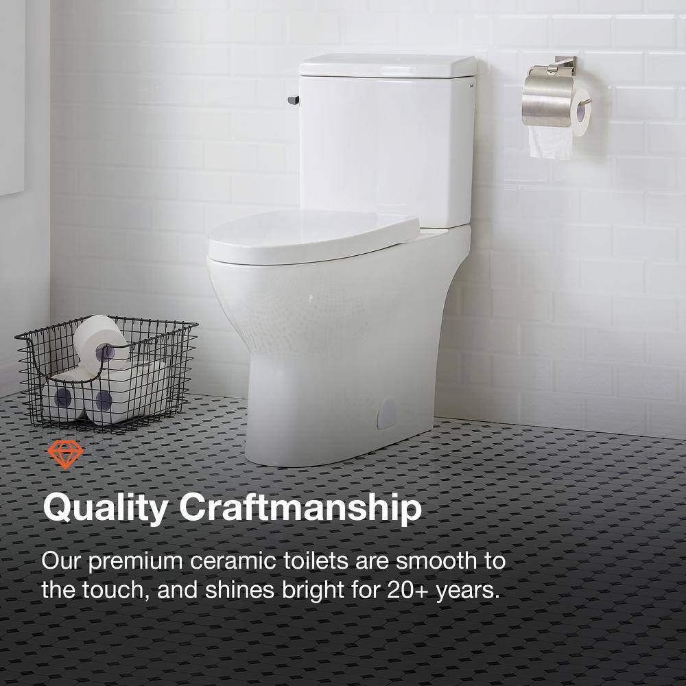 Glacier Bay Caspian 2-Piece 1.11.6 GPF Dual Flush Elongated Toilet in White Seat Included GBTO201