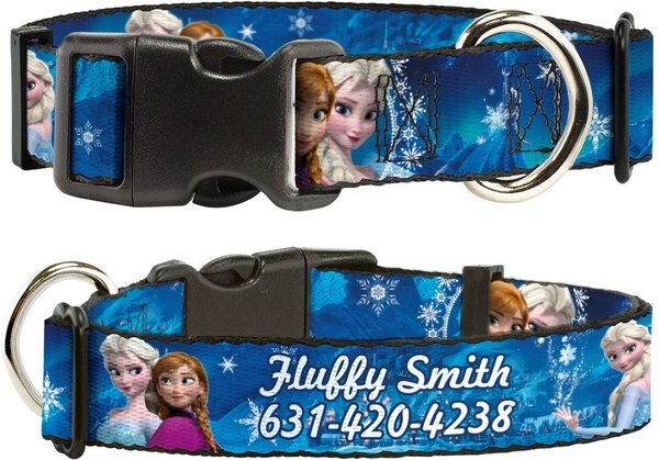 Buckle-Down Disney Frozen Anna and Elsa Poses and Castle and Mountains Polyester Personalized Dog Collar