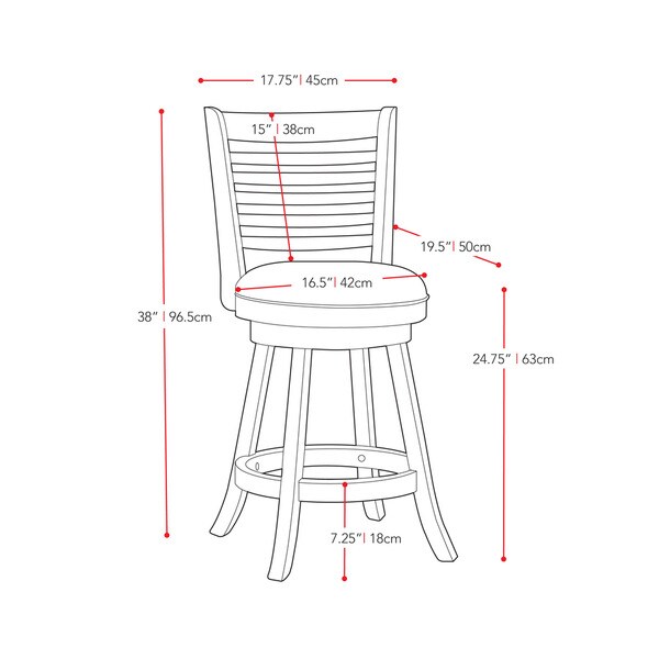 CorLiving Counter Barstool with Black Bonded Leather Seat (Set of 2)